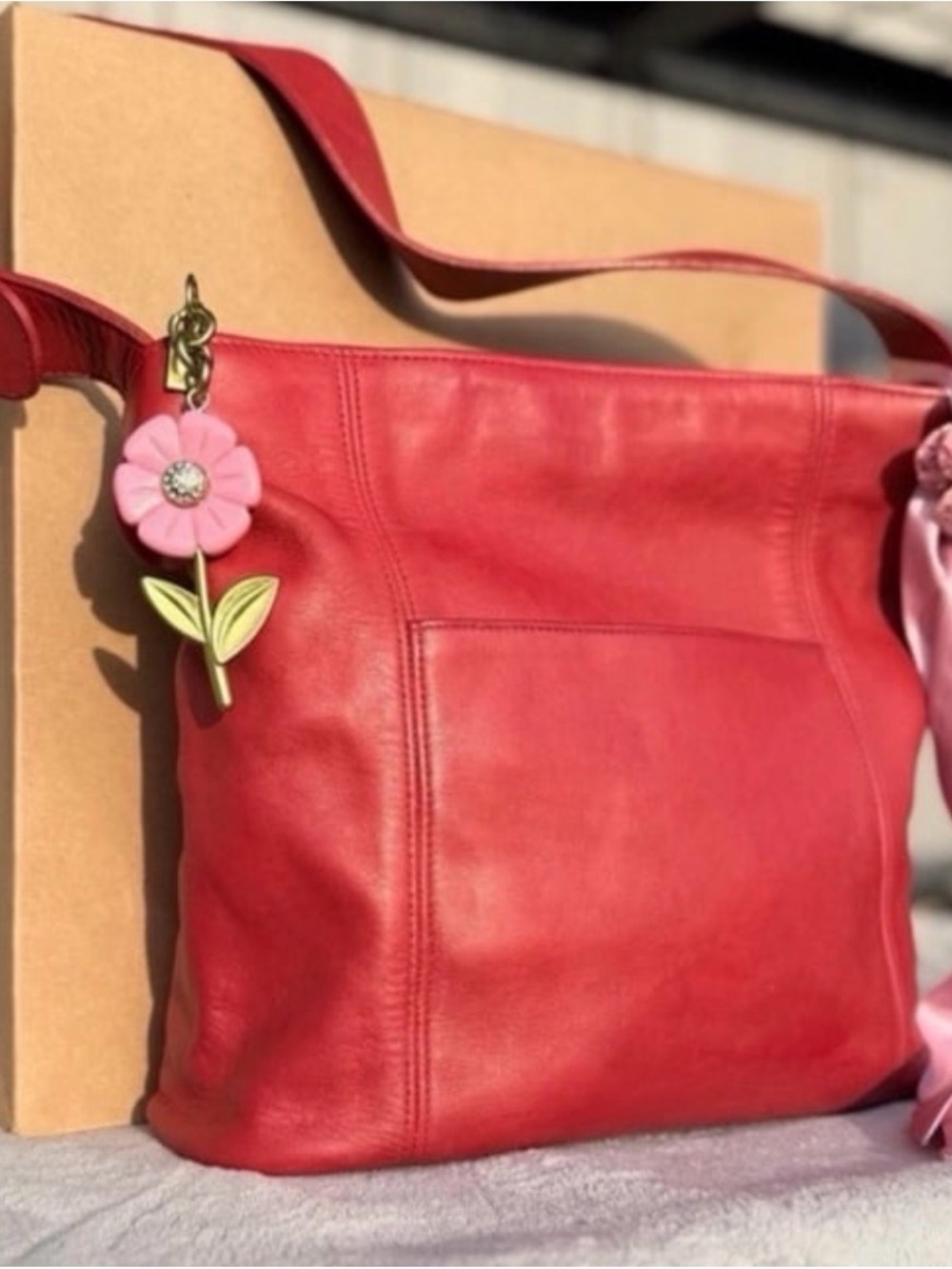 VTG Coach Rare 4169 Bucket bag Red leather -brass / red leather hangtag included